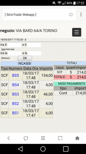 webapp incassi
